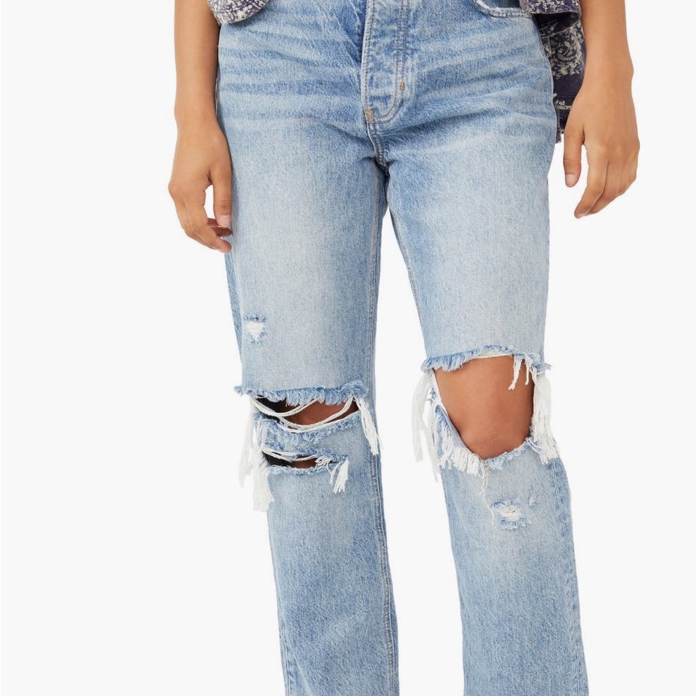 Free People We the Free Distressed Tapered Baggy Boyfriend Jeans